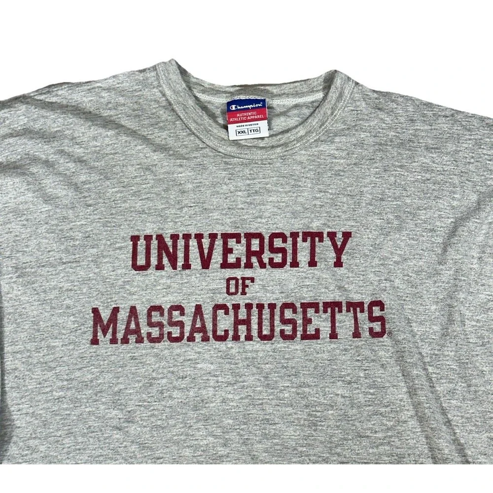 Vintage 90s Champion x University Of Massachusetts Mens XXL Heather Gray T Shirt - Picture 2 of 6